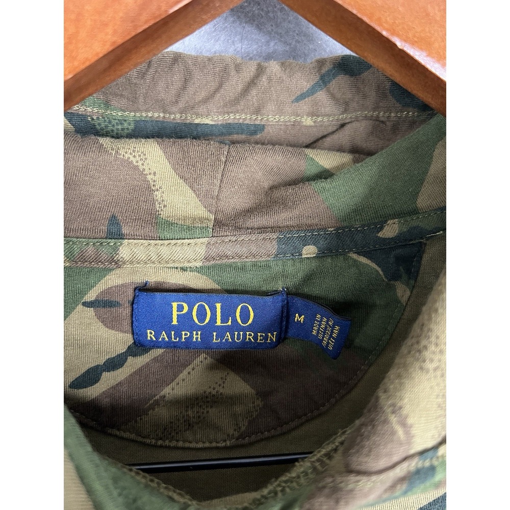 Polo Ralph Lauren Hoodie Mens Camo Long Sleeve Lightweight Shirt Black Pony M - Picture 2 of 7